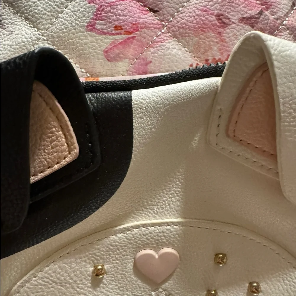 Betsey Johnson Floral Dog Face Mini Backpack/ Purse in Light Pink - Picture 7 of 10